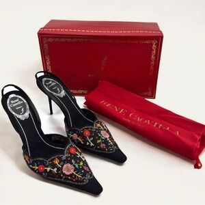 Rare Vintage René Caovilla Embroidered Heels – US8